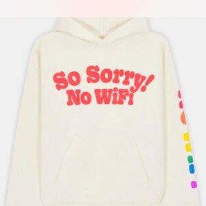 Cream Hoodie with Red Print